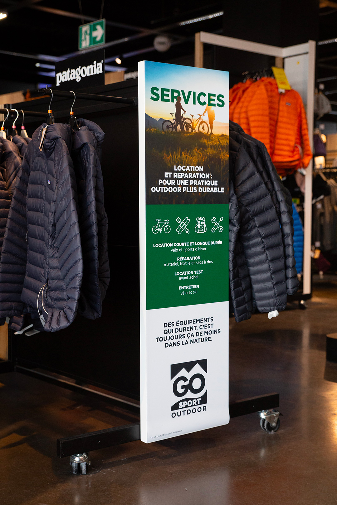 GO Sport Outdoor Chambéry - PLV services en magasin - Anne-Sophie Massip Graphiste Freelance à Annecy