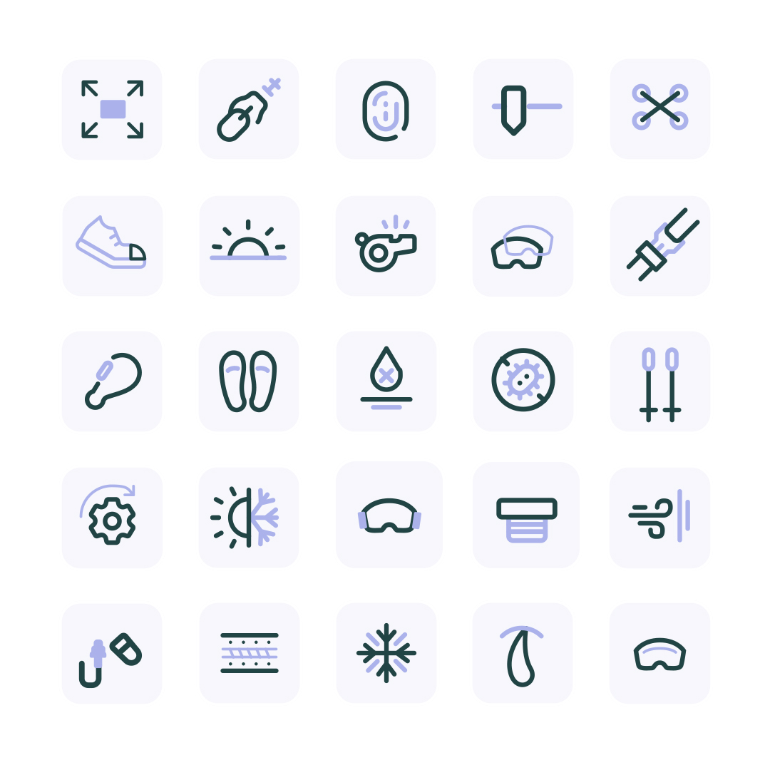 Lhotse - Catalogue produits outdoor - Pictogrammes - Anne-Sophie Massip Graphiste Freelance à Annecy